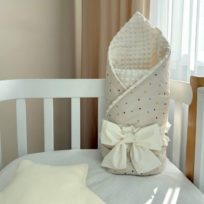 Paturica bebe Inimioare multicolore din bumbac si tesatura minky cu pilota (2)